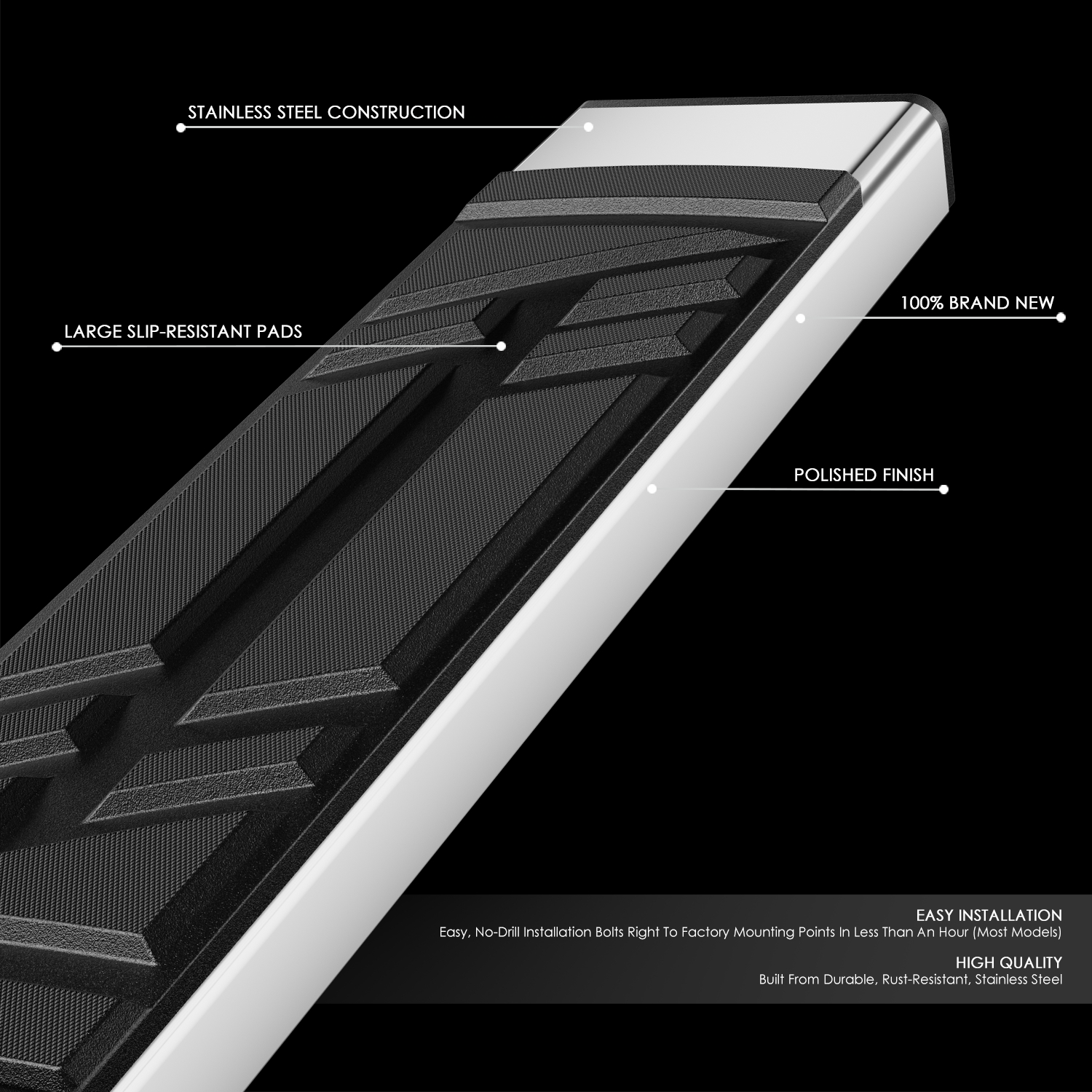 Nuvision for 23-25 Honda Pilot 6.5" Premium Running Boards Side Step Pedal Nerf Bars