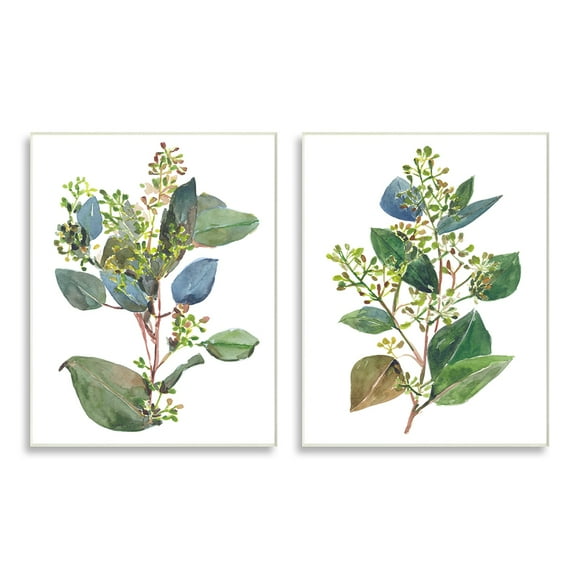 Stupell Industries Soft Eucalyptus Plant Blue Green Ombre Leaves Wall Plaque by Melissa Wang