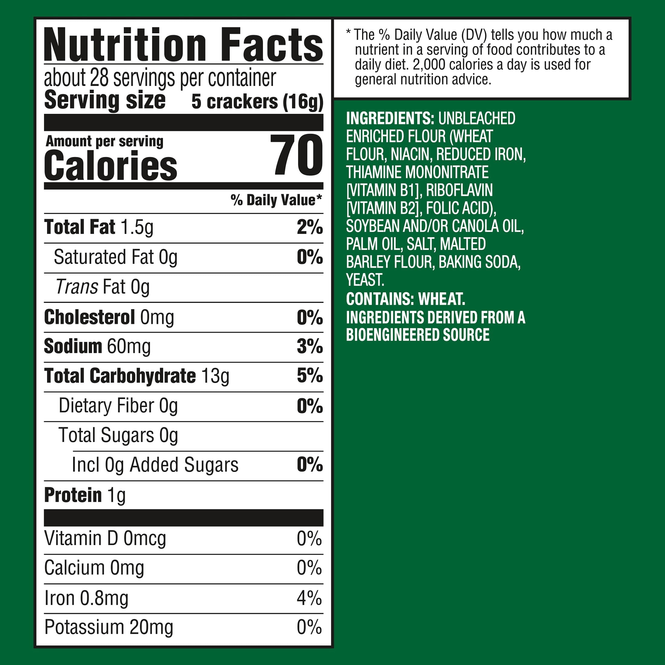 Premium Unsalted Tops Saltine Crackers, Lunch Snacks, 16 oz