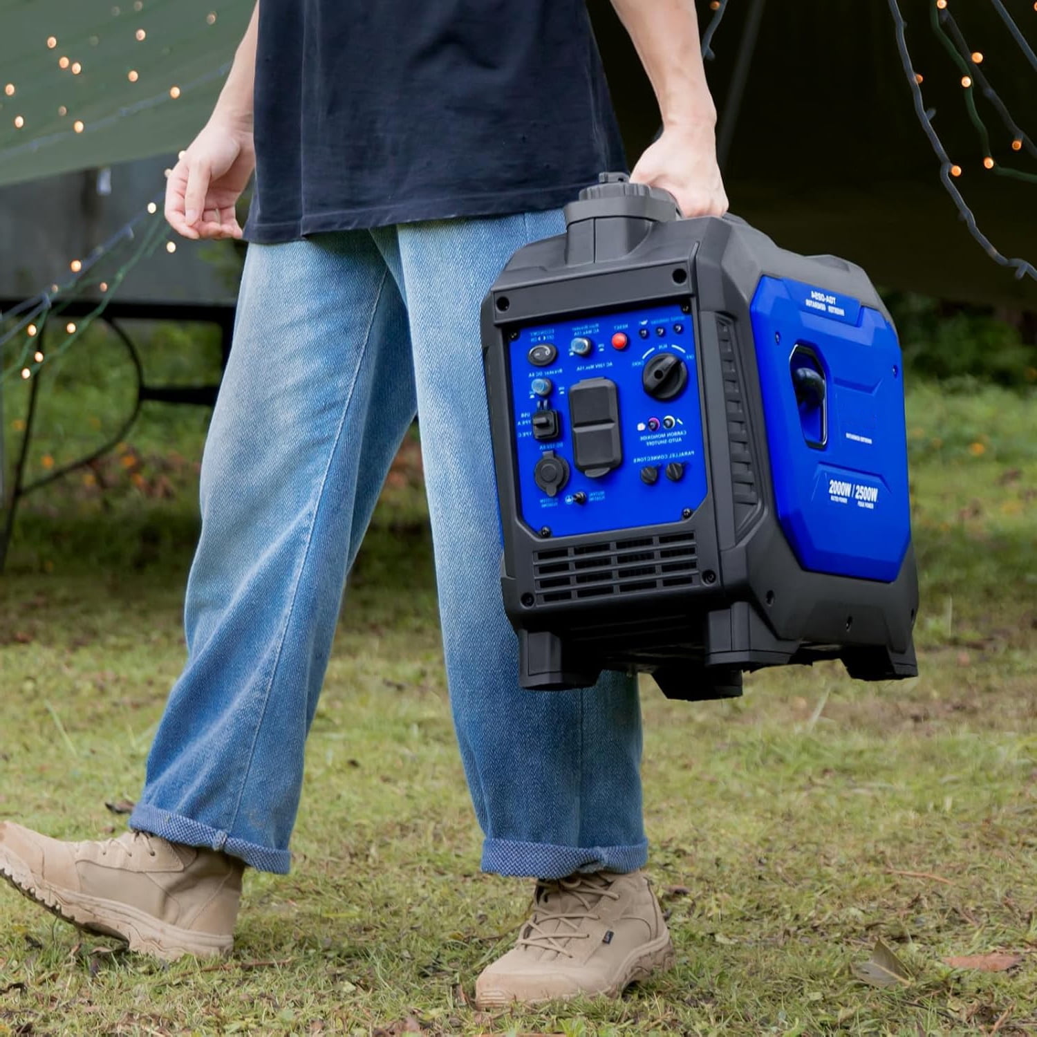 HYKOLITY 2500W Portable Generator Quiet Gas Inverter CO Detect 120V AC 12V DC Dual USB Parallel Ready Outdoor Camping Home Emergency Backup