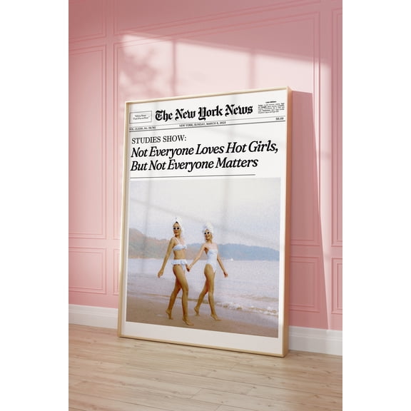 Trendy Newspaper Print, New York News Wall Art, Hot Girls That Girl Vintage Bar Cart, It Girl Dorm Retro Wall Art Wall Art, Modern Wall Decor, 8x12 UNFRAMED