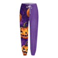 thumbnail image 5 of adviicd Womens Joggers with Pockets 2025 Halloween Trendy Baggy Sweatpants Pumpkins Print Lightweight Fall Outfits (Purple, XXL), 5 of 5