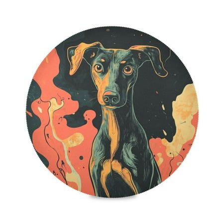 

WOBOGO Vibrant Style Dog Pattern Round Placemats Set of 1 Heat Resistant Washable Kitchen Table Decorations 15.4in