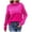 Hot Pink, variant on IROINNID Womens Sweater Turtleneck Pullover Sweater Solid Color Casual Mid-Length Long Sleeve Plus Size Tops Sweater Blouse