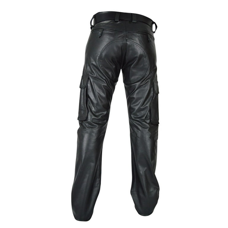 Men’s Route 66 Thick Biker Black Leather Pants - Size 30