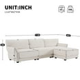 thumbnail image 2 of 110" White Chenille L-Shape Modular Sectional Sofa with Free-Movement Ottoman - 4 Seats, USB/Type-C Charging, Solid Wood Frame for Living Room Comfort, 2 of 14