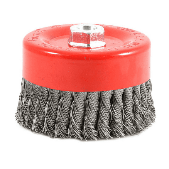 Forney Industries Cup Brush, Knotted, 6 in x .020 in x 5/8 in-11 Arbor