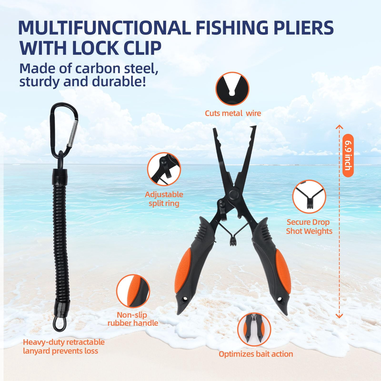 Fishing Kit Filleting Hook Remover Fish Grip  Line Scale Pliers With Lanyards Not Include