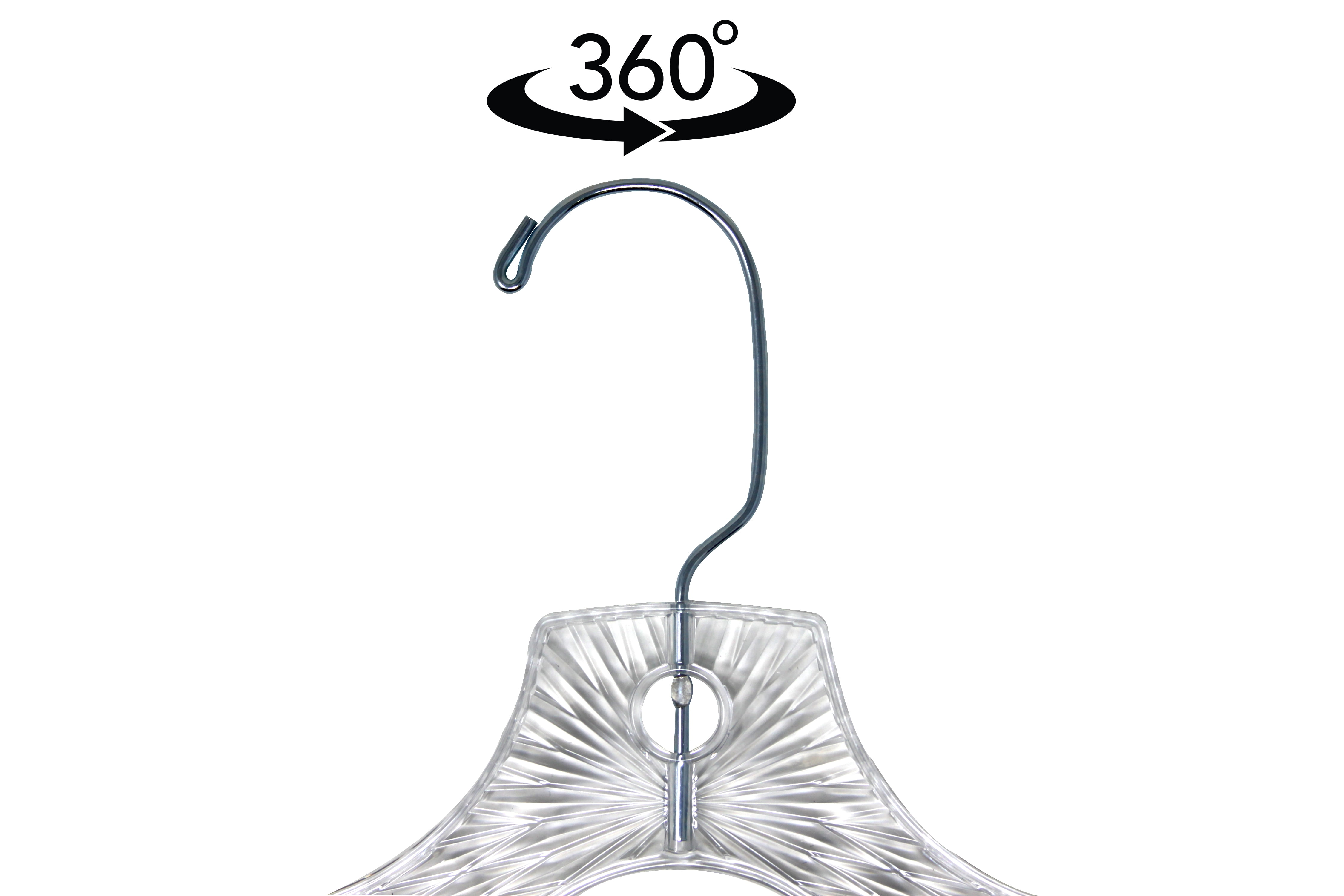 50 PC Clear Plastic Hanger Hanging Uniform Metal Swivel Zinc Clips &  Hook 17"