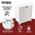 thumbnail image 2 of Redmon Contemporary Wooden Clothes Hamper for Bedroom and Laundry Room, White, 2 of 8