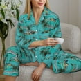 thumbnail image 6 of Yiaed Hawaii Palms Print Pajamas Women's Long Sleeve Sleepwear Soft Button Down Loungewear Pjs Lounge Set Nightwear Womens Pajama Pants-Large, 6 of 7