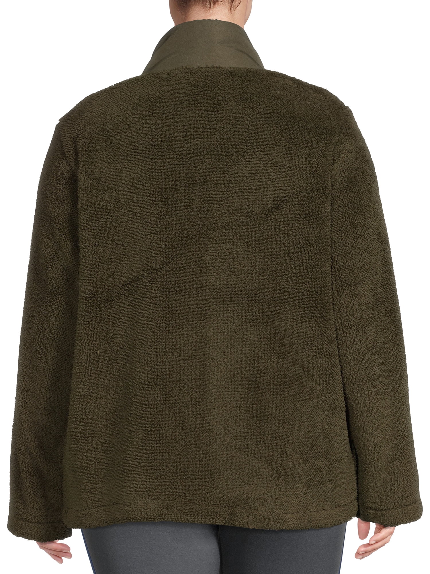 Avia Women's Plus Size Faux Shearling Utility Jacket with Pockets