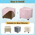 thumbnail image 4 of Stripe Stretch Ottoman Cover Square Fit Length 14"-17", Small, Light Pink, 4 of 6