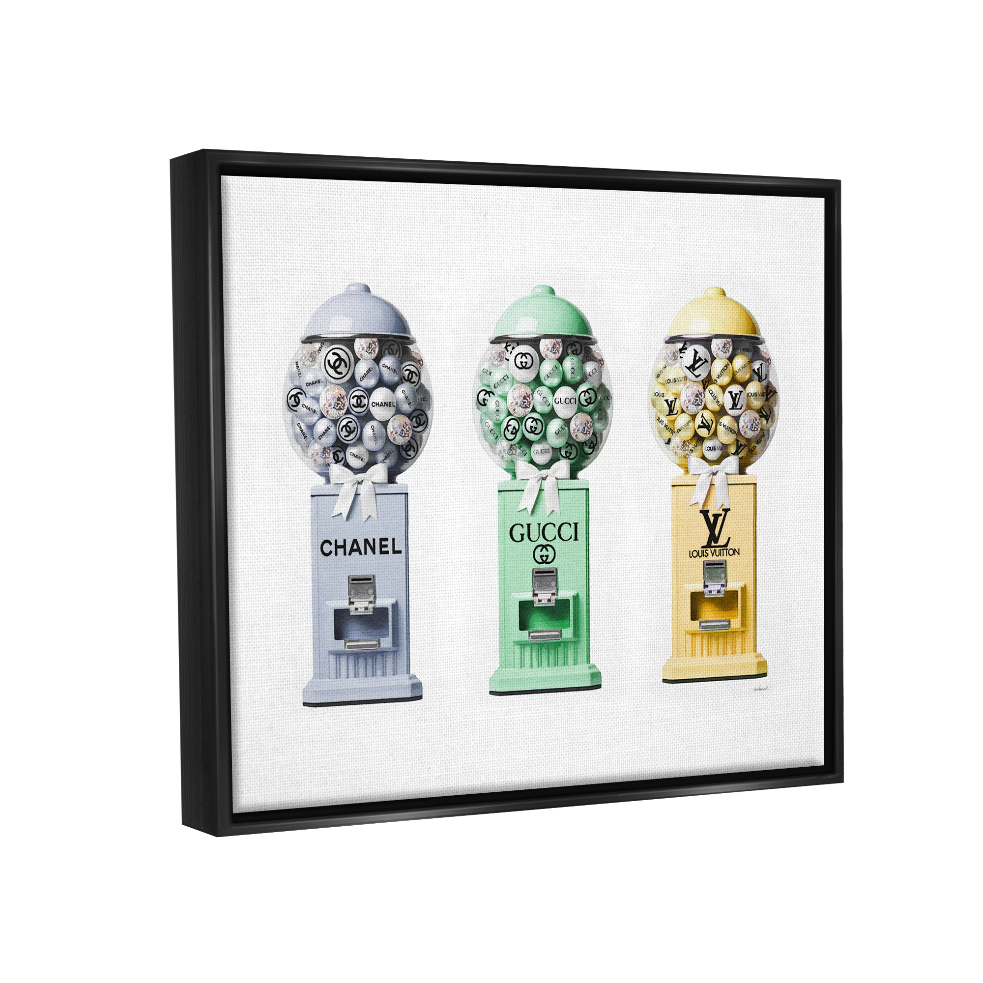 Stupell Industries Pastel Gumball Machines Beauty & Fashion Painting Black Floater Framed Canvas Art Print Wall Art, 31 x 25
