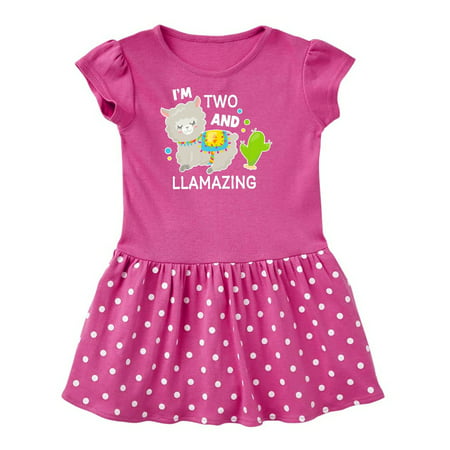 

Inktastic Im Two and Llamazing with Llama and Cactus Gift Toddler Girl Dress