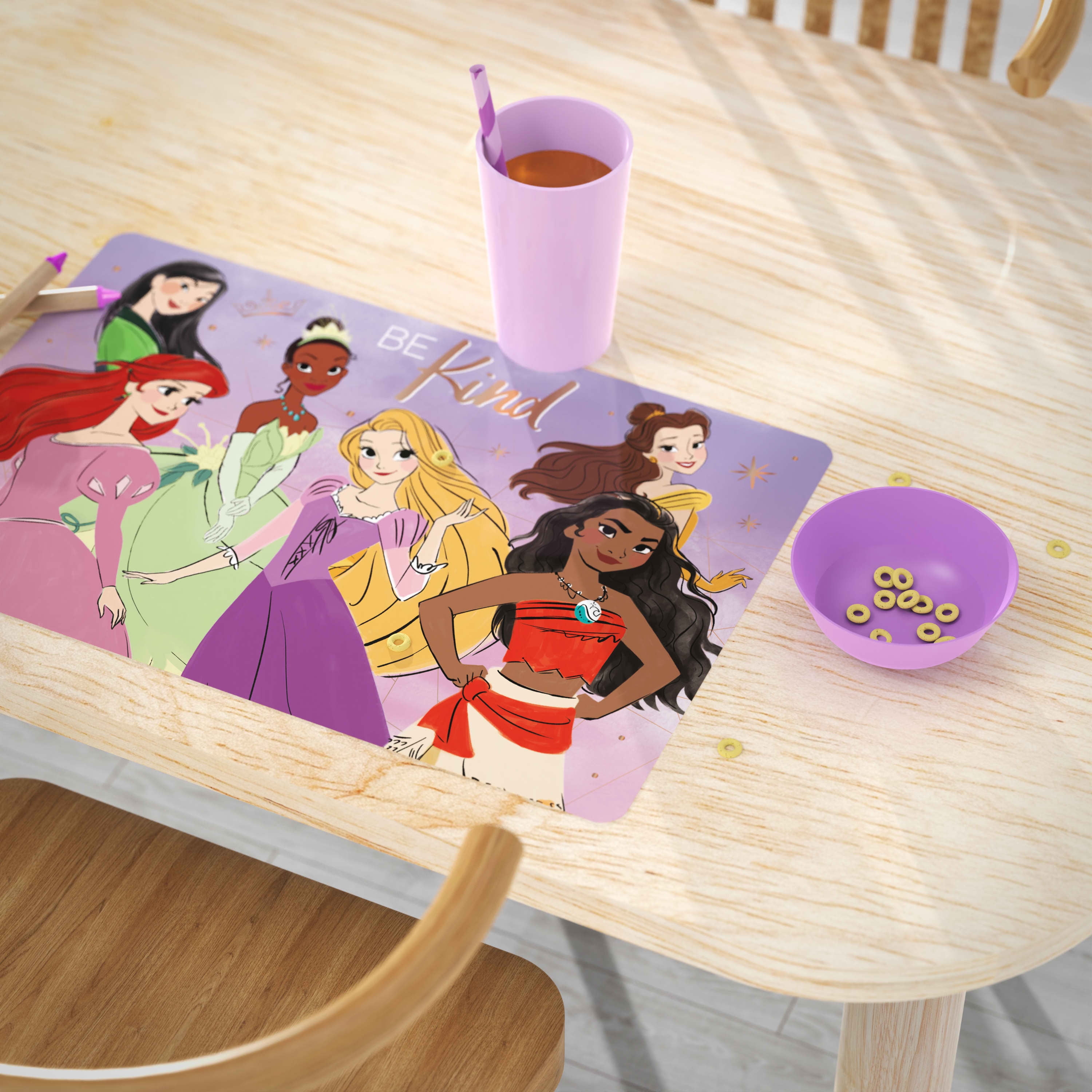 Zak Designs 11.8" x 17.6" Princess Reusable Plastic Kids Placemat, Disney Princess