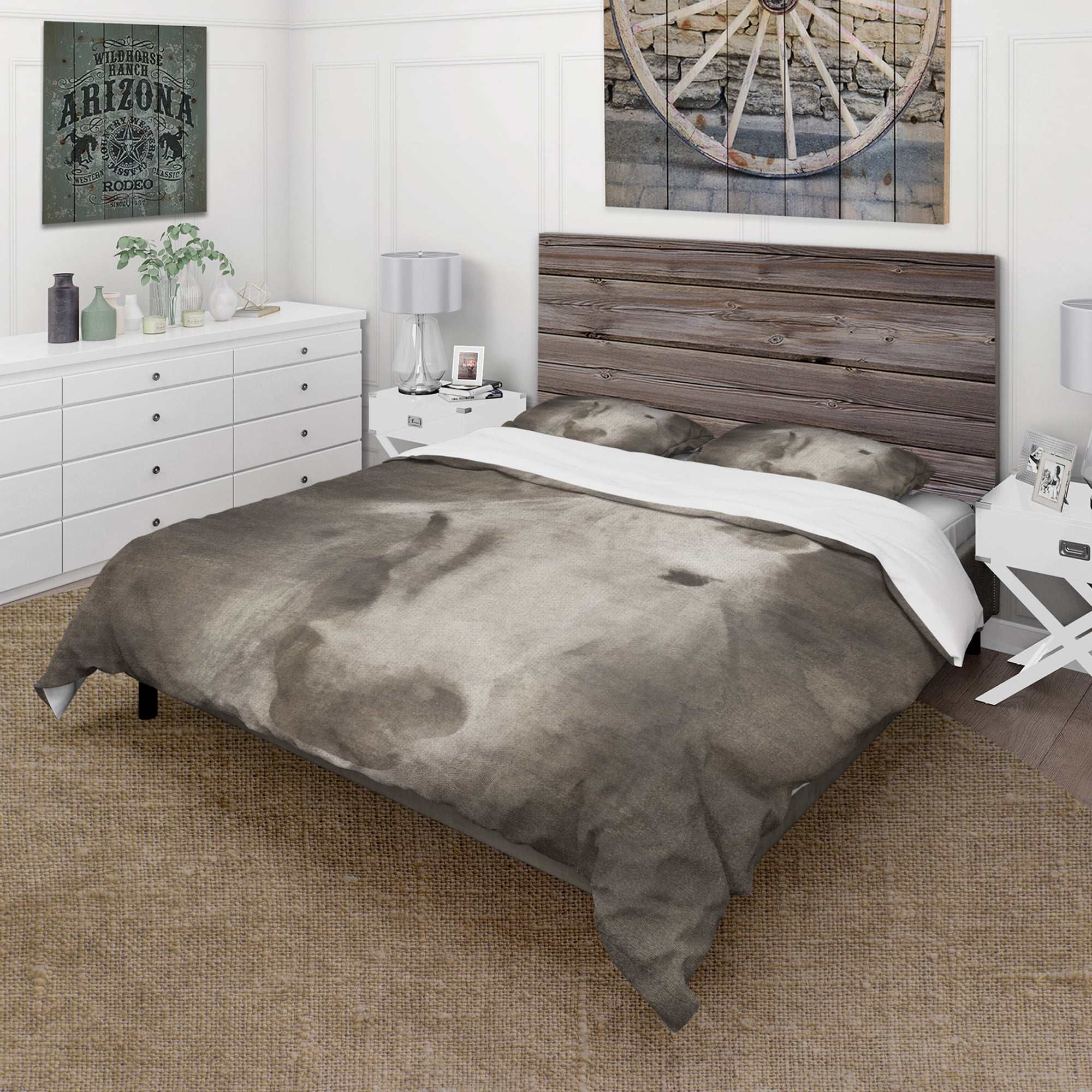 Designart 'Farmhouse Horse III' Farmhouse Duvet Cover Set