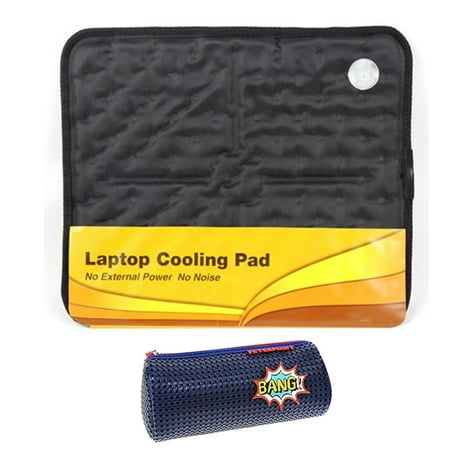 15inches Laptop Cooling Pad(Black) + Pencil Case Bag Pouch Holder Storage for Middle High School Office College Girl Adult Teen Gift Large Storage Color