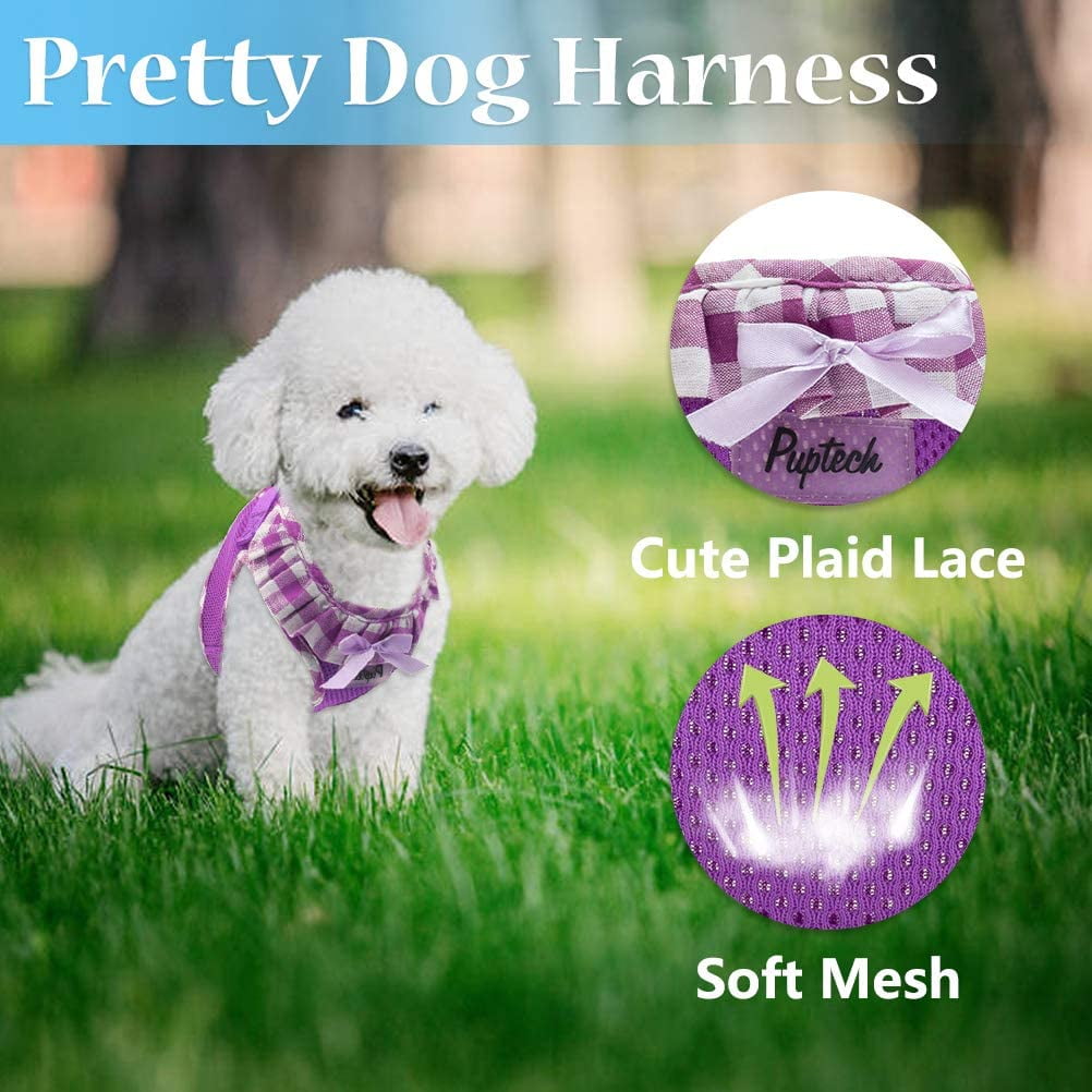 PUPTECK Checkered Frills Soft Mesh Dog Vest Harness Puppy Padded Pet Harnesses for Cat Small Dogs Walmart