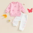 thumbnail image 2 of Coerni Toddler Baby Girls 2pcs Outfit Letters Print Long Sleeve Sweatshirt Tops Solid Color Pants Fall Winter Clothes, 2 of 7
