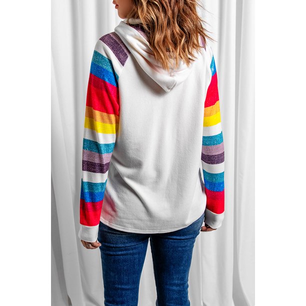 ABPHQTO Sudadera con capucha de manga larga con estampado de rayas para mujer