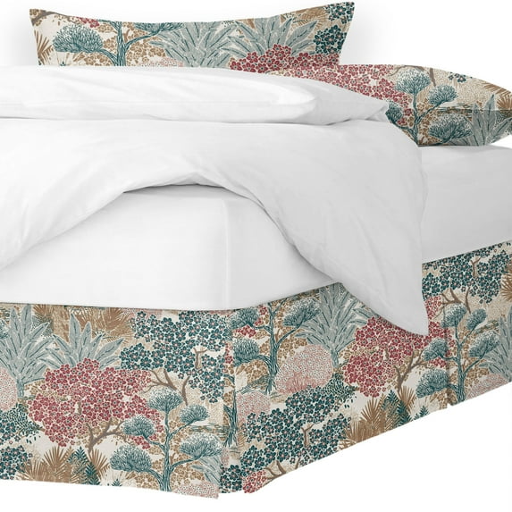 Marikka Teal Platform Bed Skirt Full 15" Drop