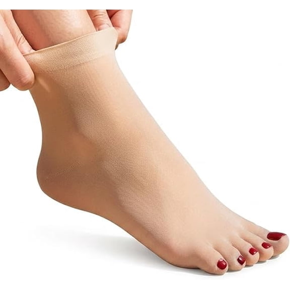 Instant Pedicure Sheer Toe Tights, Sheer Ankle Socks for Heels and Flats, Toe Separated Stocking Socks, Thin Dress Socks