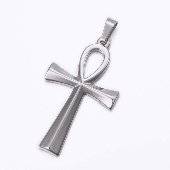 Tarnish Resistant 304 Stainless Steel Pendants Ankh Cross Easter Stainless Steel Color 44.5x25.5x3mm Hole: 8x4mm