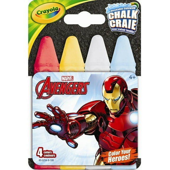 Crayola Avengers Washable Sidewalk Chalk, 4 Pieces