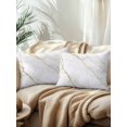 thumbnail image 2 of Outdoor Pillows Waterproof, White Gold Marble Bedding Throw Pillows with Insert for Couch Sofa Bed, Modern Farmhouse Abstract Patterned 12x20 Inch Pillowcases Decorative Patio Pillow Set of 2, 2 of 8