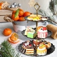 thumbnail image 3 of Soporte de exhibición de pasteles Postres de frutas Estante de bocadillos Mesa Bandeja de alimentos Soporte Decoración Regalo Fiesta de cumpleaños Baby Shower Negro 3 niveles AweSitey HA008978-02B, 3 of 6