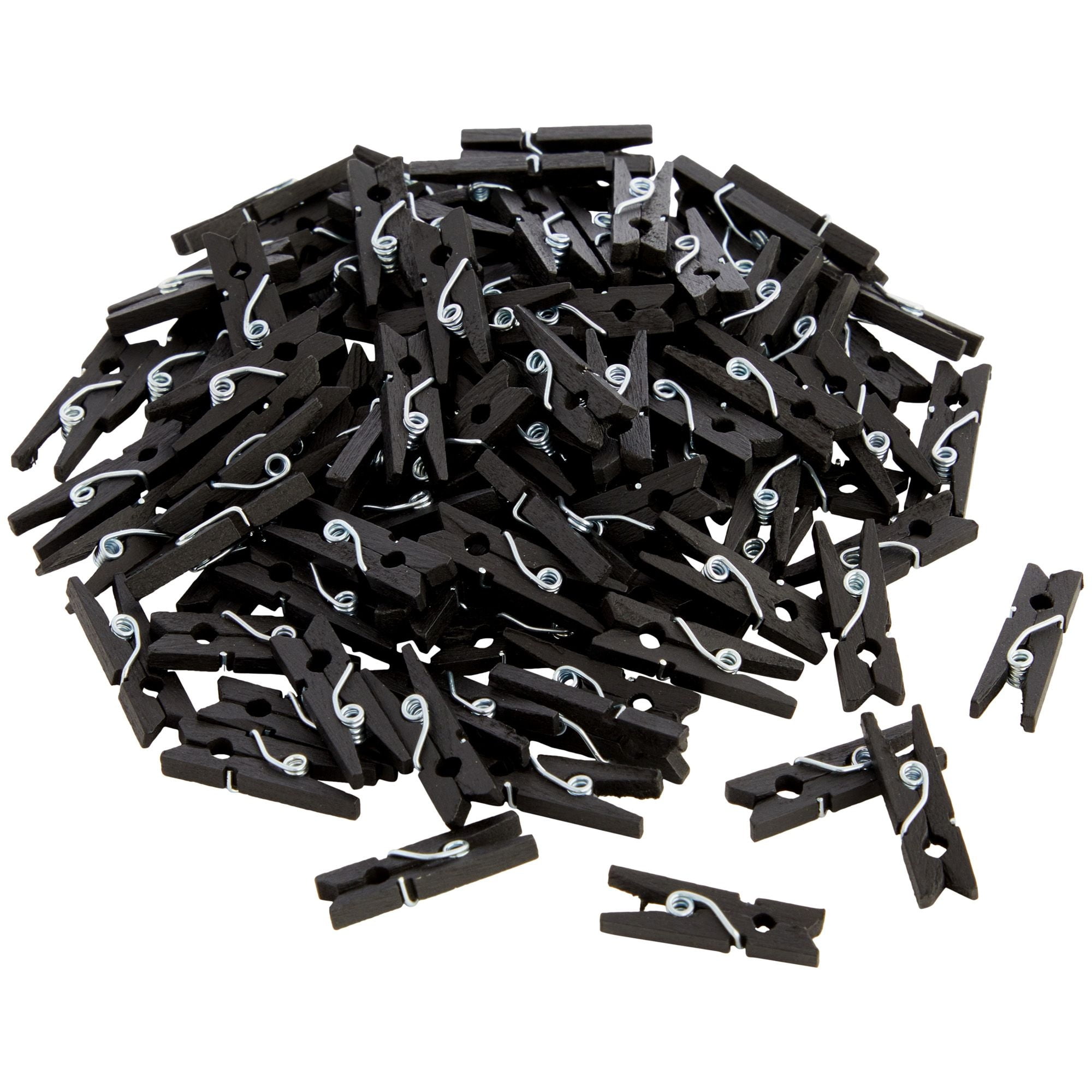 100 Pack Wooden Mini Clothes Pins for Photos, 1 inch Black Clips for Scrapbooking, Arts and Crafts