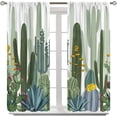 thumbnail image 2 of Cactus Curtains, Tropical Various Watercolor Shapes Cacti Flowers Pattern Window Treatments, Rod Pocket Thermal Insulated Drapes 2 Panel Sets for Bedroom Living Room, 63" W X 63" L, 2 of 8