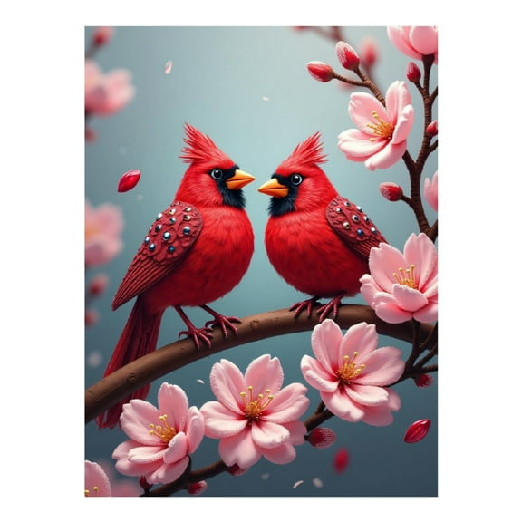 Diamond Art Kit for Adults, Modern Cardinal Bird Red Print No.117 Diamond Painting for Adults Beginners, 5D DIY Diamond Art Painting Kits, Colorful Diamond Painting Craft for Home Decor 12x16