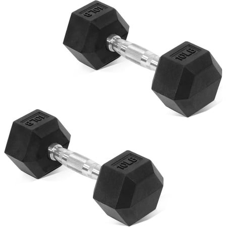 Hex Dumbbells Rubber Coated Pair 10 LB