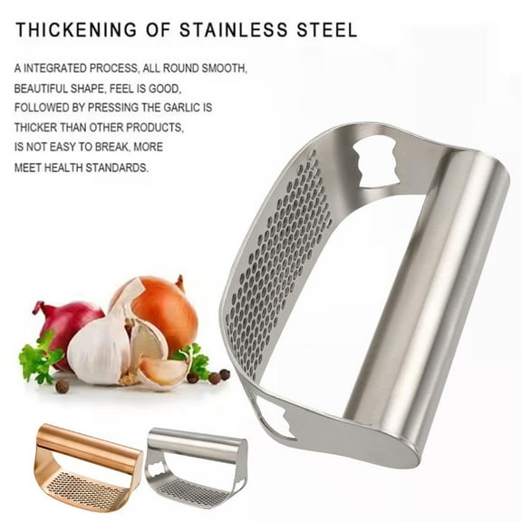 Ruifaya Garlic Press Rocker, Stainless Steel Garlic Crusher Mincer with Opener/