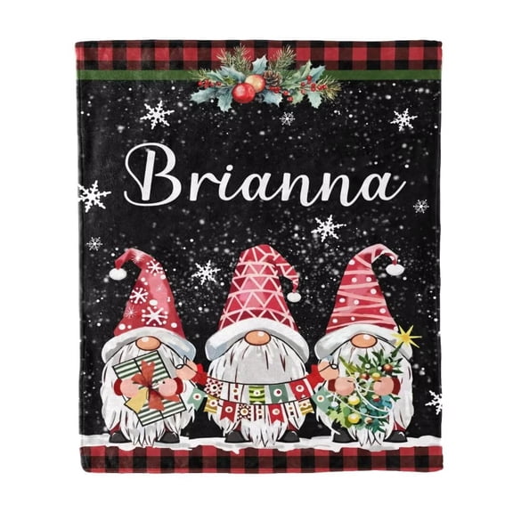 AISENIN Custom Santa Claus Christmas Blanket Custom Throw Blanket with Name Personalized Flannel Blanket fo Bedroom Living Room