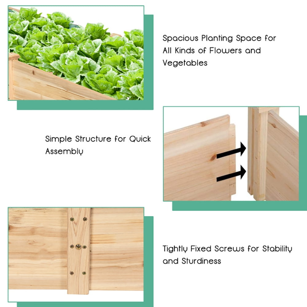 Topcobe Wooden Vegetable Raised Garden Bed for Backyard Patio Balcony, Planter Boxes Outdoor, Planters for Plants