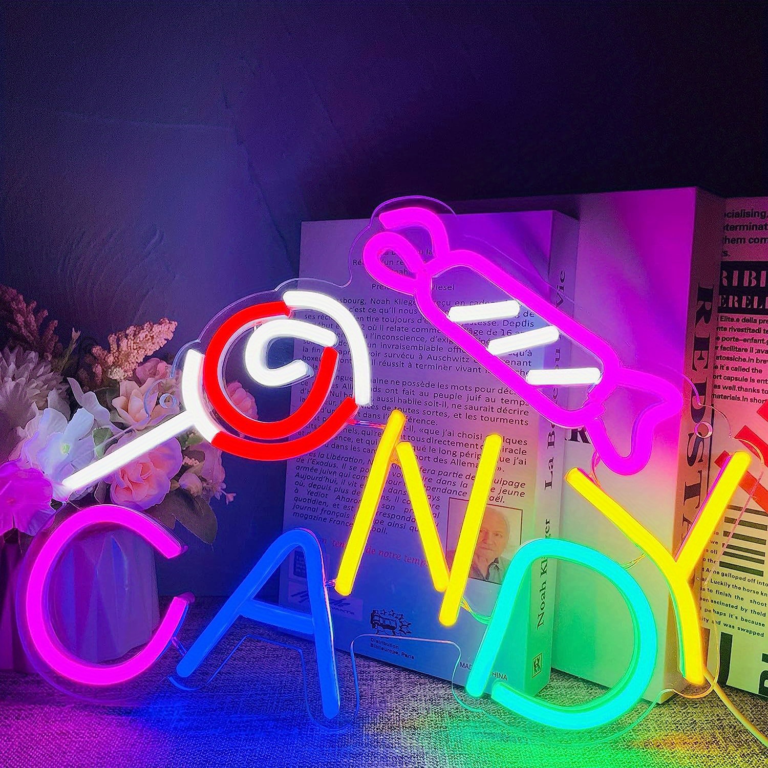 1pc Candy Neon Sign Light For Candy Shop Wall Decor Business LED Sign  Lollipop Neon Sign Business Light Halloween Home Wall Hanging Decor Party  Decoration Bedroom Decor Halloween Bi
