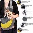 thumbnail image 3 of HOMEIORA 1pc Pet Sling Carrier for 2-5 lbs Small Dogs & Cats - Hands-Free Puppy Carrier with Safety Hook, Large Zipper Pocket, Soft Breathable Mesh, Adjustable Strap & Reflective Strip, Yellow, 3 of 8
