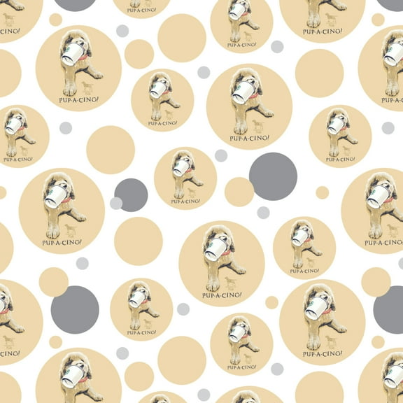 Pup-a-cinno Coffee Puppy Dog Humor Funny Premium Gift Wrap Wrapping Paper Roll