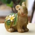 thumbnail image 4 of Estatuilla de animal de jardín conejo con hojas y flores, al aire libre Afortunado Sencillez, 4 of 4