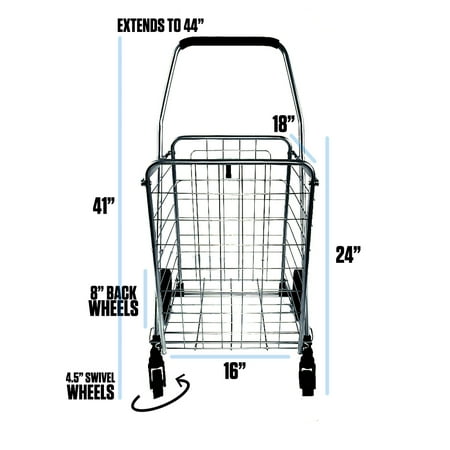 Voyager Tools Portable Lightweight Shopping Cart Collapsible Grey