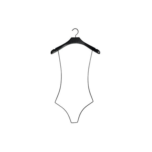 NAHANCO Wooden Concave Body Shape Display Hanger, Black.