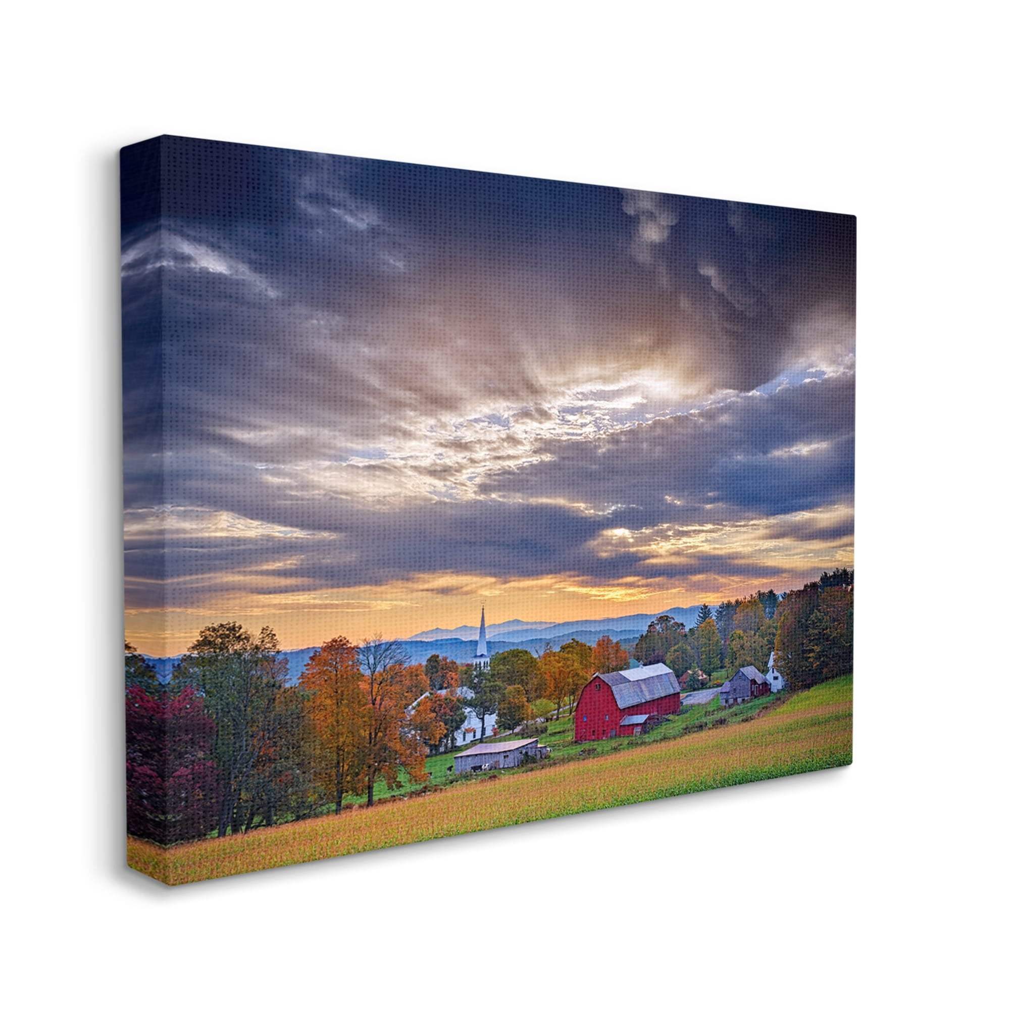 Stupell Rural Farm Pasture Sun Rays Landscape Photography Gallery Wrapped Canvas Print Wall Art