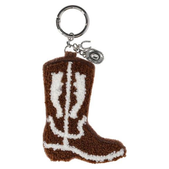 No Boundaries Women's Plush Cowboy Boot Bag Charm, Brown