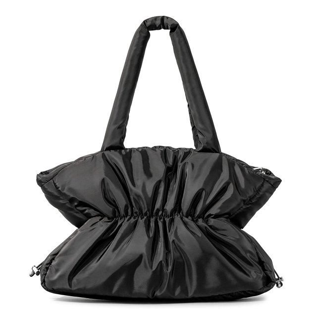 Bolso Hobo de plumón para mujer, bolso de mano acolchado con cordón, bolso de viaje holgado (negro)