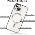 thumbnail image 6 of Magnetic Clear Case for iPhone 15 6.1'', Compatible with MagSafe, Built-in Camera Lens Protector, Luxury Plating Soft TPU Shockproof Slim Thin Transparent Back Cover for iPhone 15 - Silver, 6 of 13