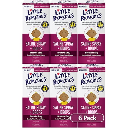 Little Remedies Saline Spray and Drops | Safe for Newborns | 1 Fl Oz (Pack of 6)