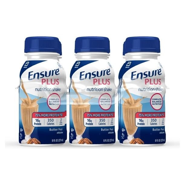 Ensure Plus Nutritional Shake 16g Protein Butter Pecan 8 Fl Oz 24 Count Walmart Com